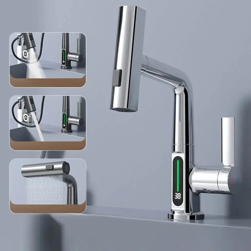 Digital display Waterfall Basin Faucet Sink Mixer - Homevalley.co.uk