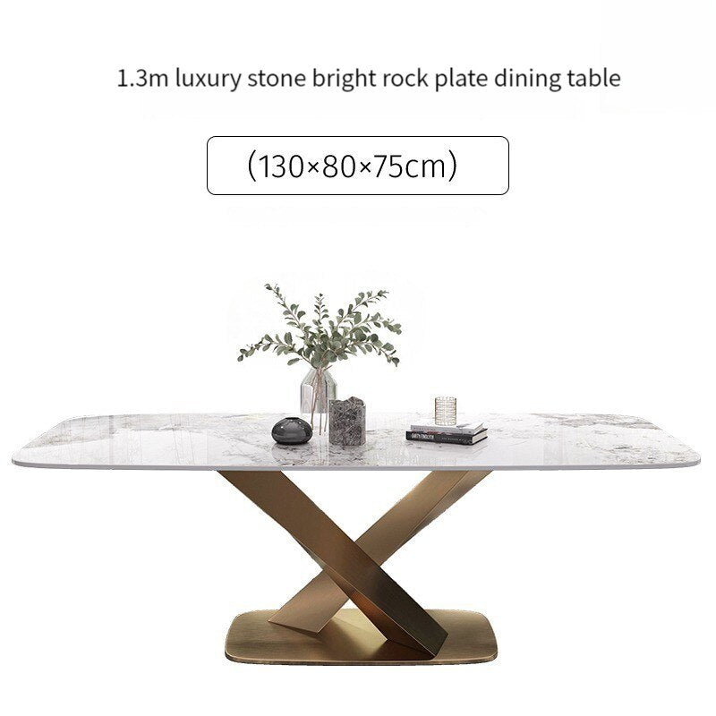 Dining Table Set with Marble Top, Stainless Steel base and chairs - Homevalley.co.uk