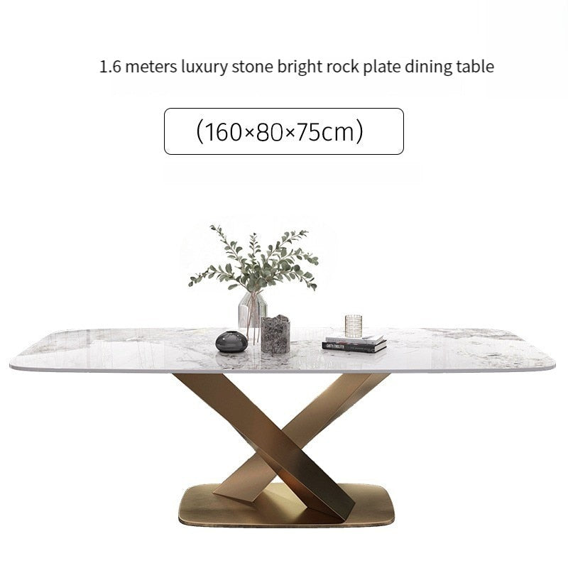 Dining Table Set with Marble Top, Stainless Steel base and chairs - Homevalley.co.uk