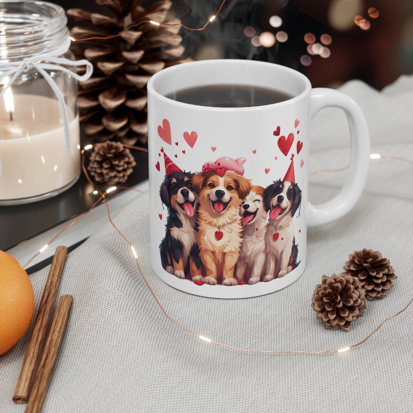 Dogs Party White Ceramic Coffee Mug, Cute Dogs Coffee Cup, Gift for Dog Lovers, Gift for Her, Gift for Friend,11oz - Homevalley.co.uk
