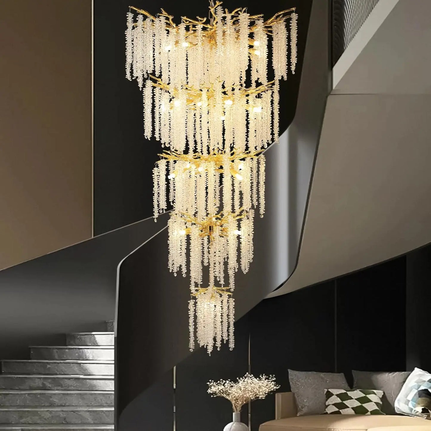 Crystal Chandelier Raindrop Hanging Pendant Lighting Fixture - Homevalley.co.uk