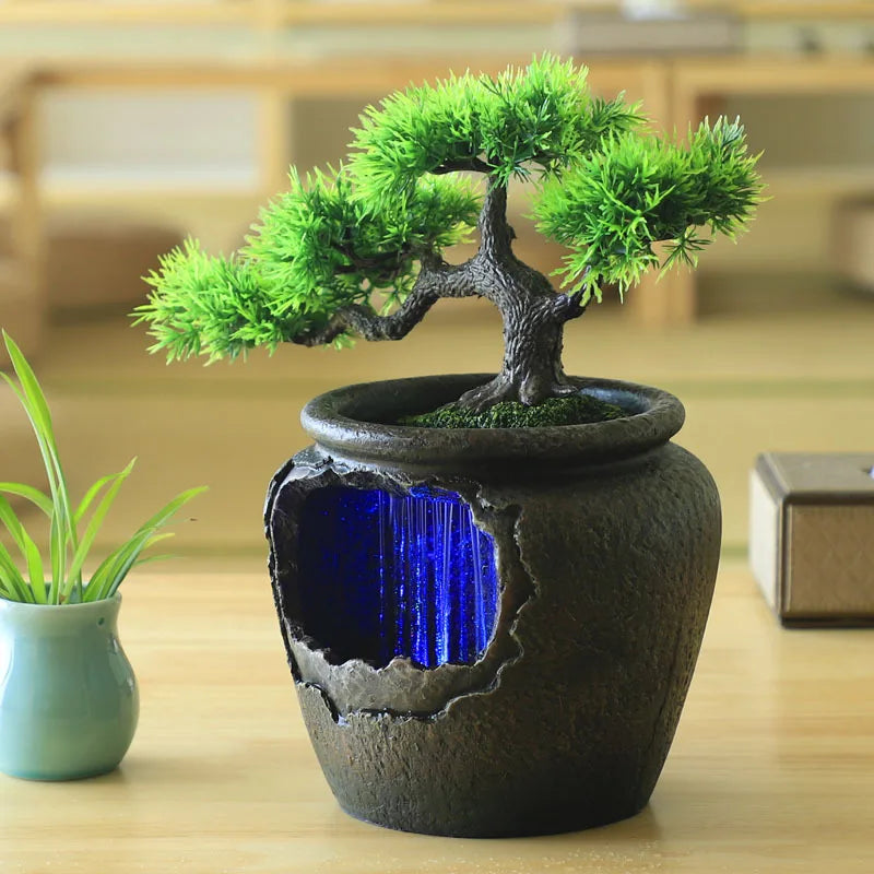 Feng Shui Tree Waterfall Fountain, 7 Colour Led - Homevalley.co.uk