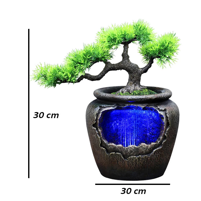 Feng Shui Tree Waterfall Fountain, 7 Colour Led - Homevalley.co.uk