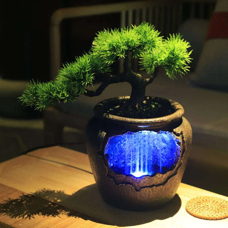 Feng Shui Tree Waterfall Fountain, 7 Colour Led - Homevalley.co.uk