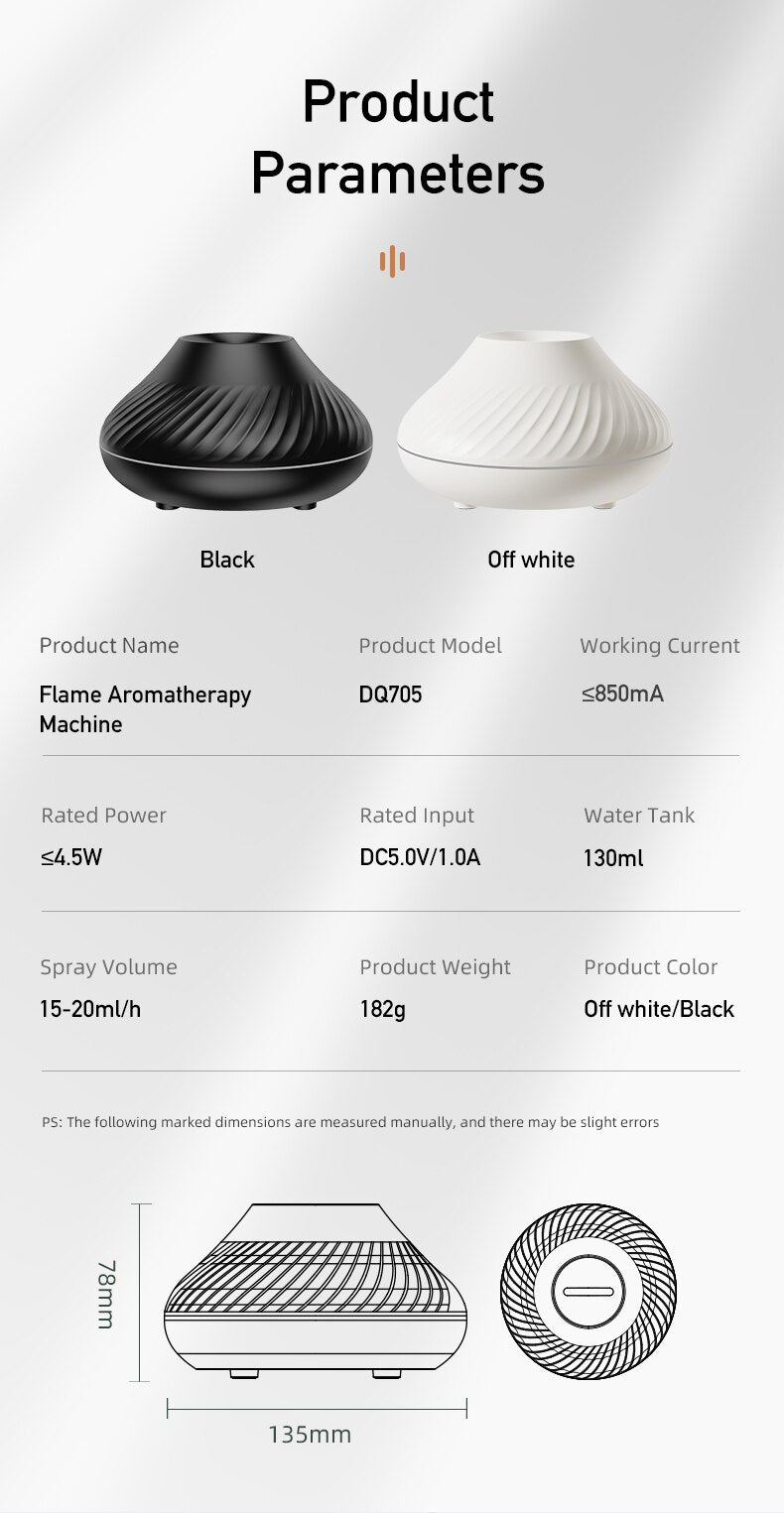 Flame Simulation Aromatherapy Humidifier Diffuser - Homevalley.co.uk