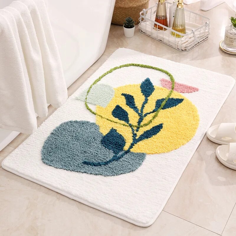 Floral Non-Slip Microfiber Bathroom Mat – Soft, Stylish, and Safe for Every Bathroom - Homevalley.co.uk