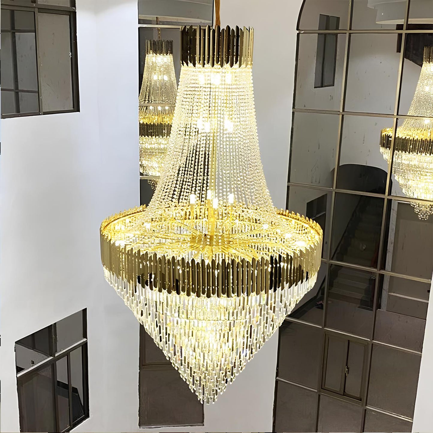 Gold Crystal Staircase Chandelier - Homevalley.co.uk