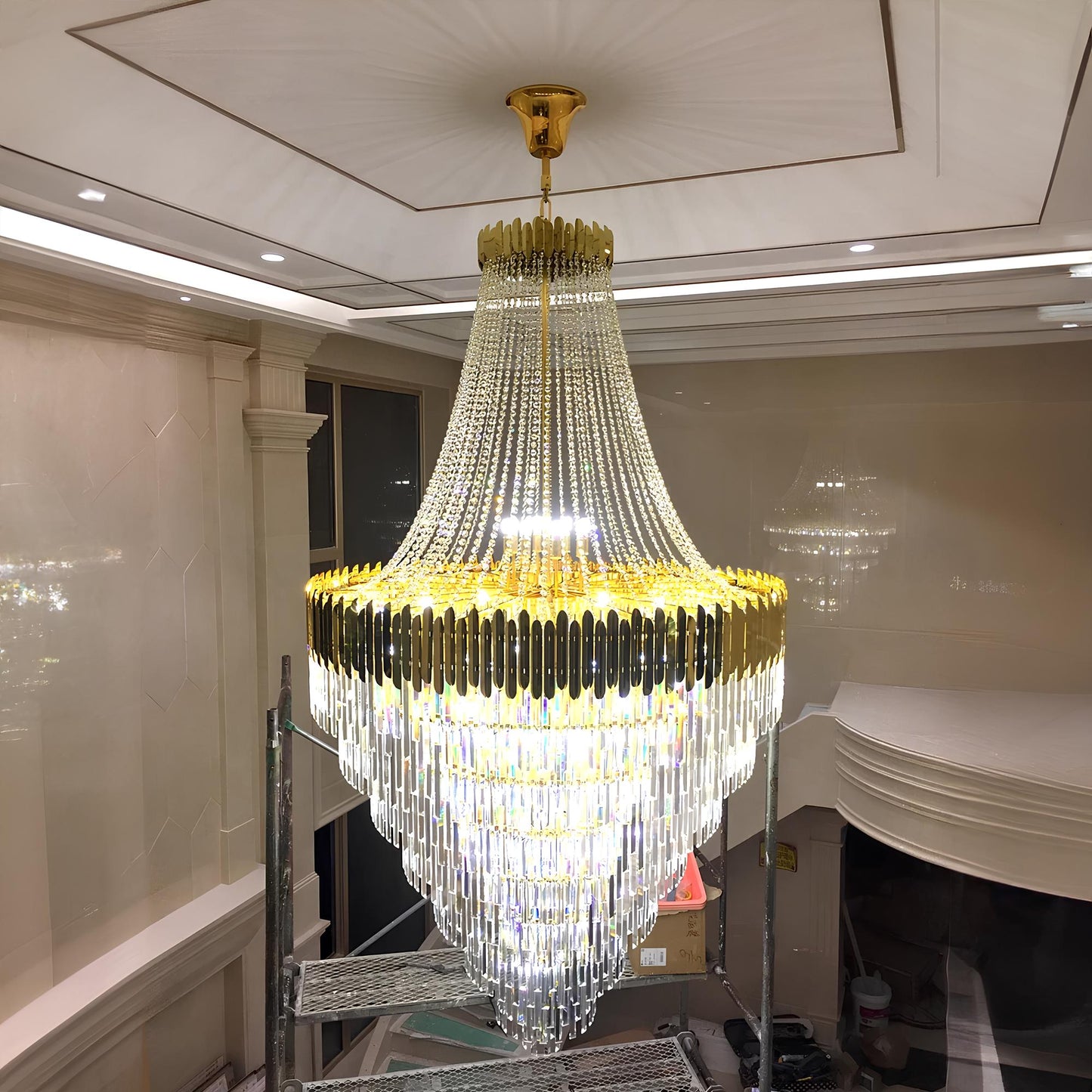Gold Crystal Staircase Chandelier - Homevalley.co.uk
