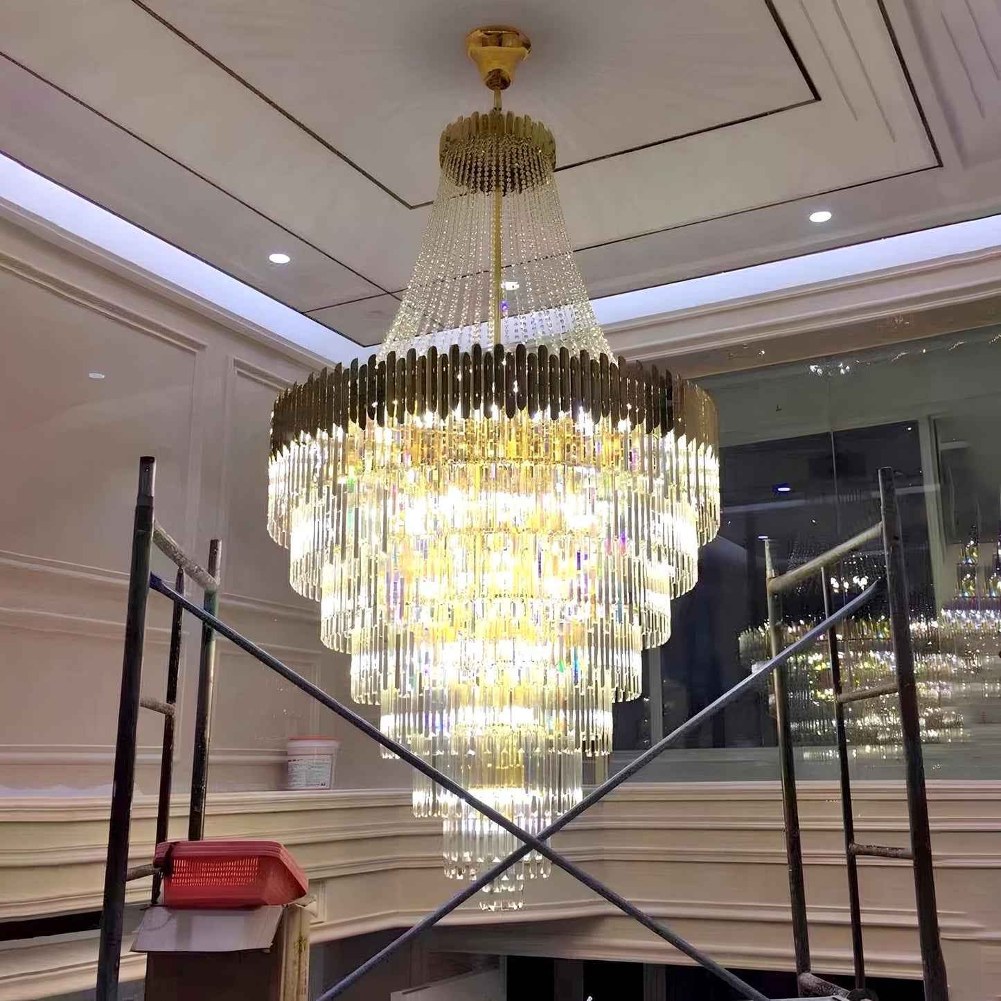 Gold Crystal Staircase Chandelier - Homevalley.co.uk