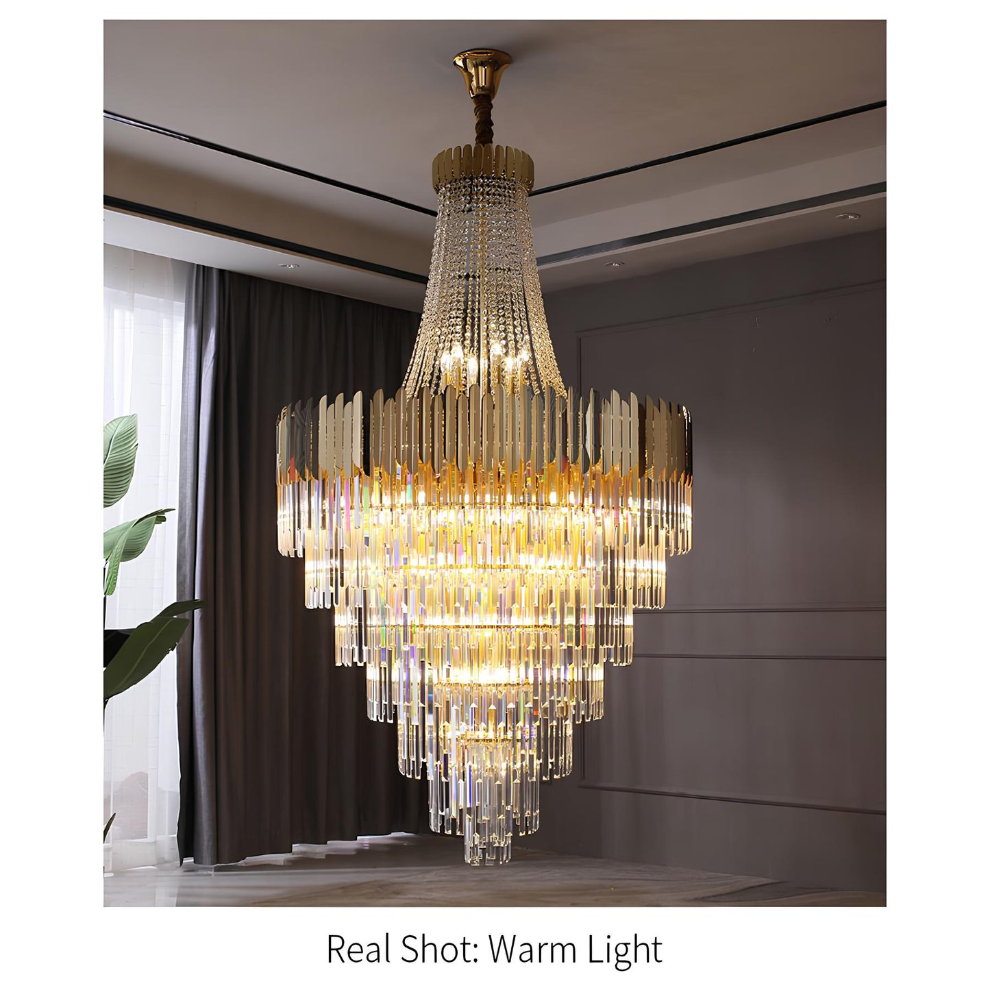 Gold Crystal Staircase Chandelier - Homevalley.co.uk