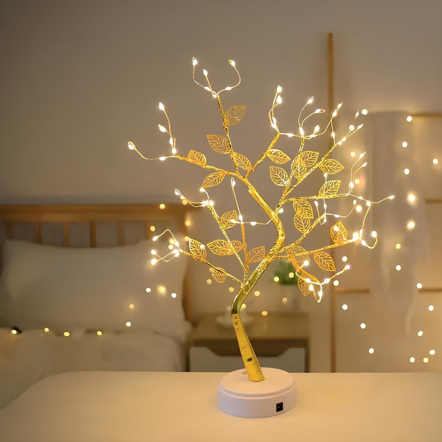 Gold Leaf Led Touch Night Light Light Table Tree Lamp - Homevalley.co.uk