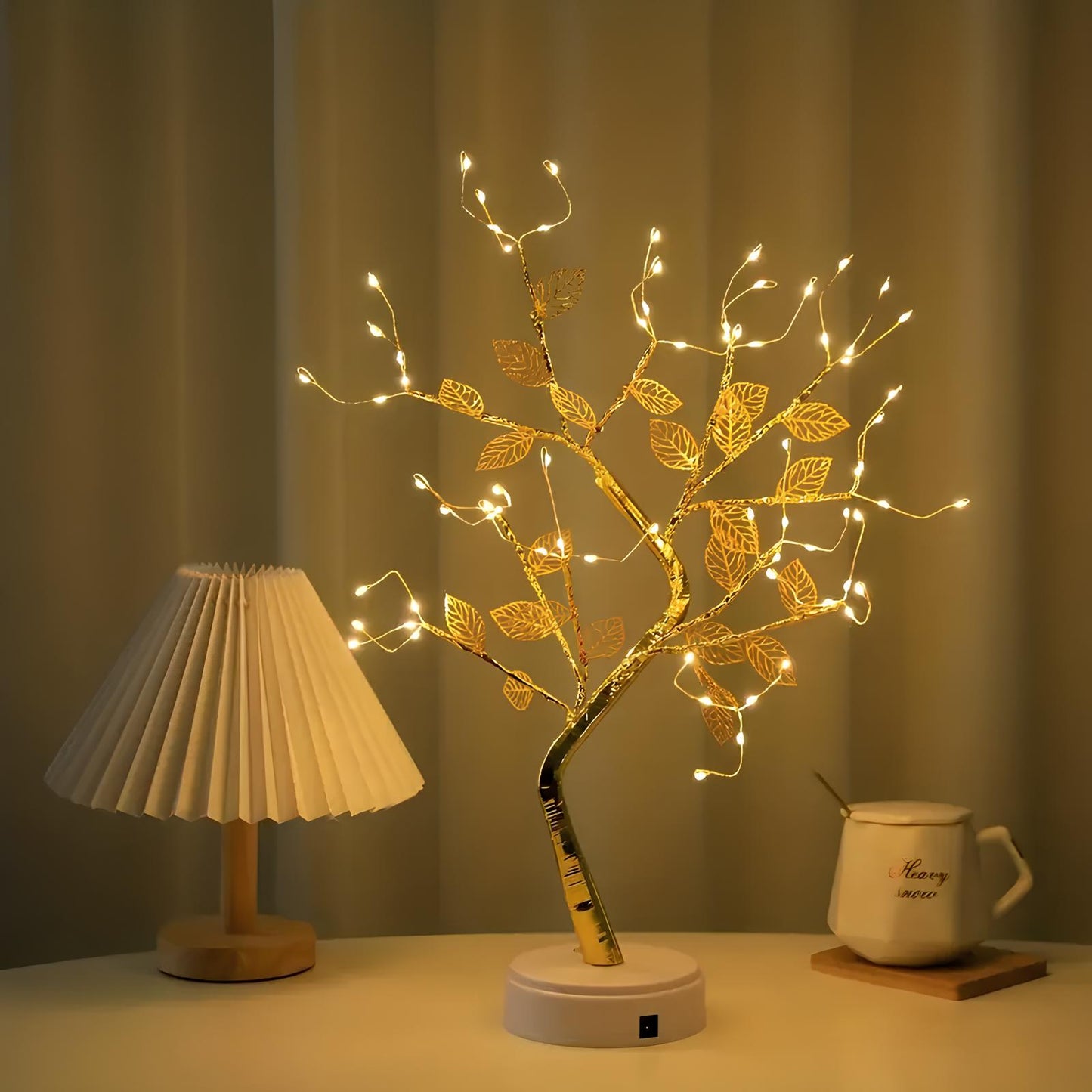 Gold Leaf Led Touch Night Light Light Table Tree Lamp - Homevalley.co.uk