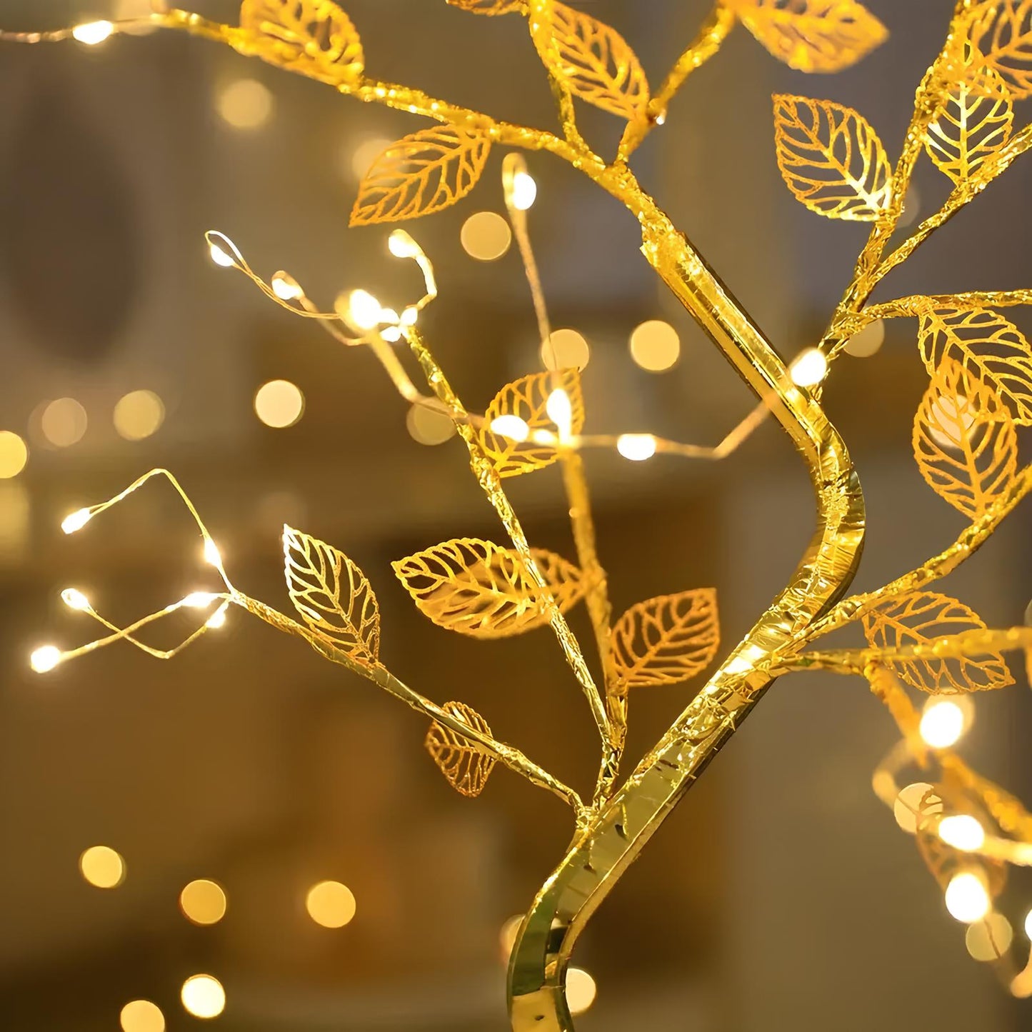Gold Leaf Led Touch Night Light Light Table Tree Lamp - Homevalley.co.uk