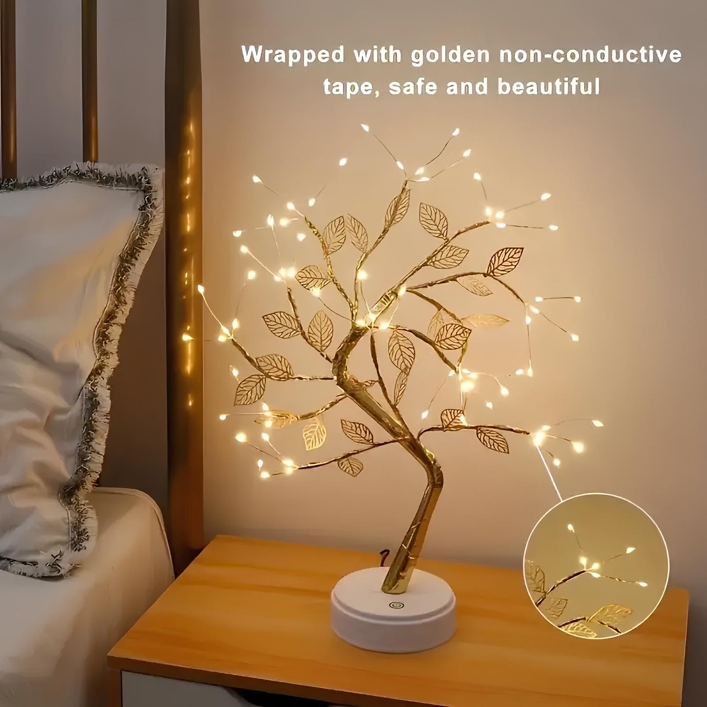 Gold Leaf Led Touch Night Light Light Table Tree Lamp - Homevalley.co.uk