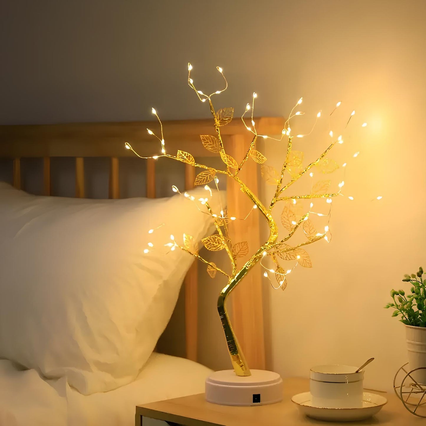 Gold Leaf Led Touch Night Light Light Table Tree Lamp - Homevalley.co.uk