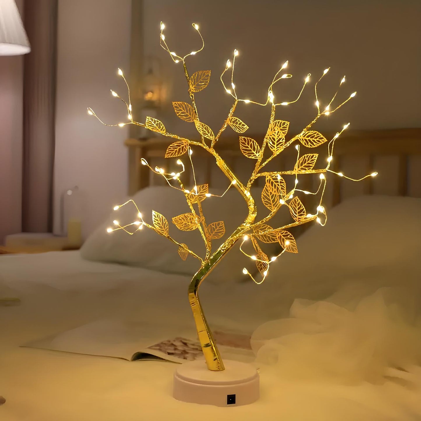 Gold Leaf Led Touch Night Light Light Table Tree Lamp - Homevalley.co.uk
