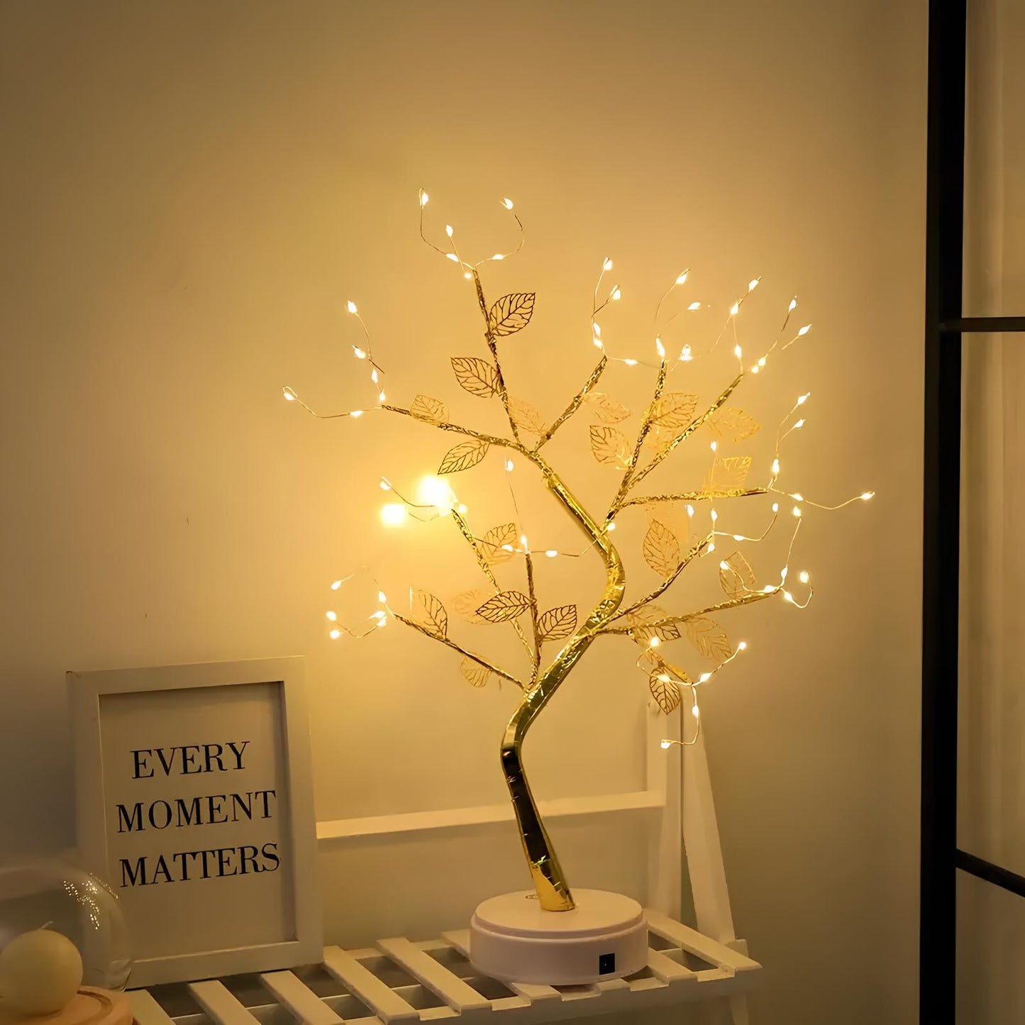 Gold Leaf Led Touch Night Light Light Table Tree Lamp - Homevalley.co.uk