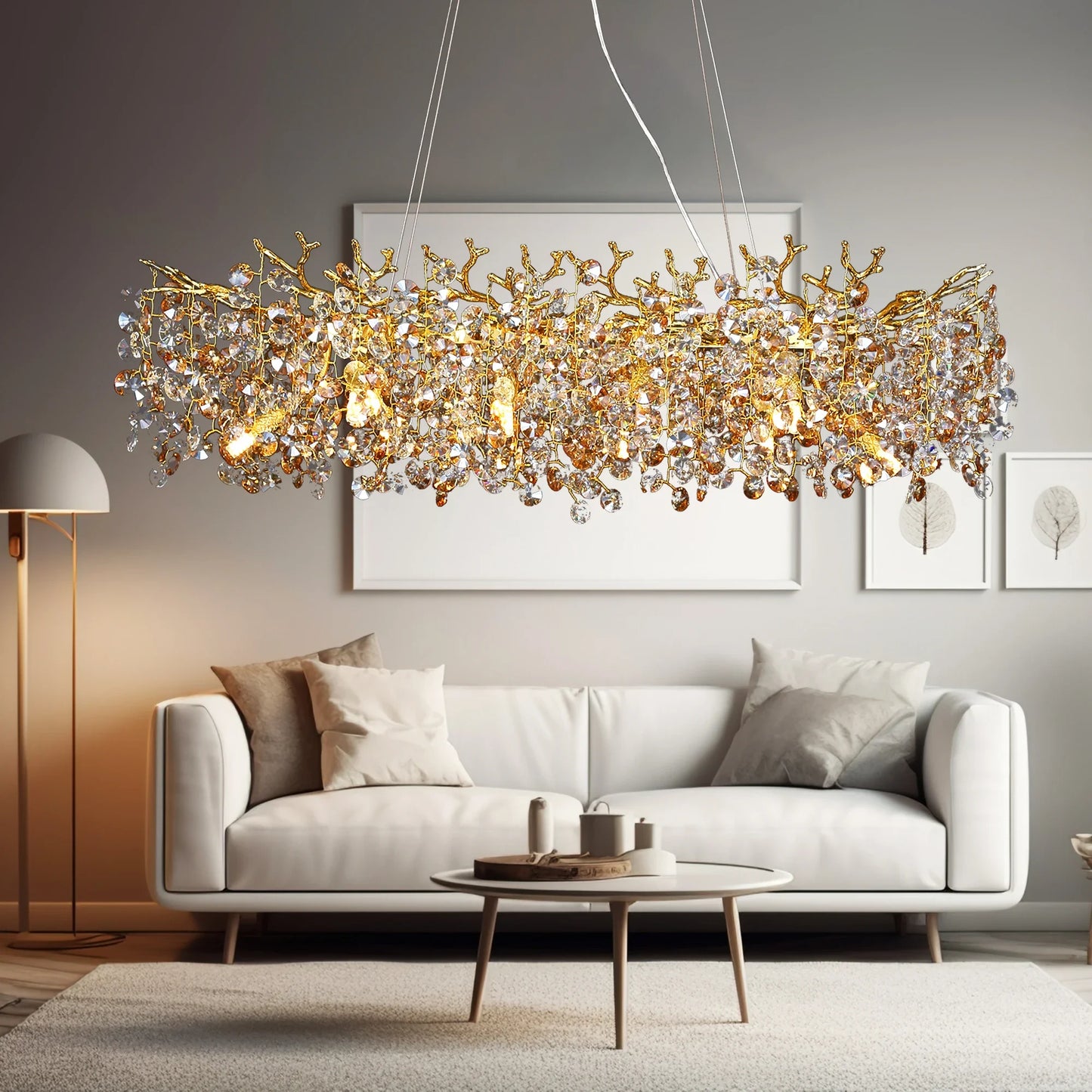 Gold Long Crystal Chandelier - Homevalley.co.uk