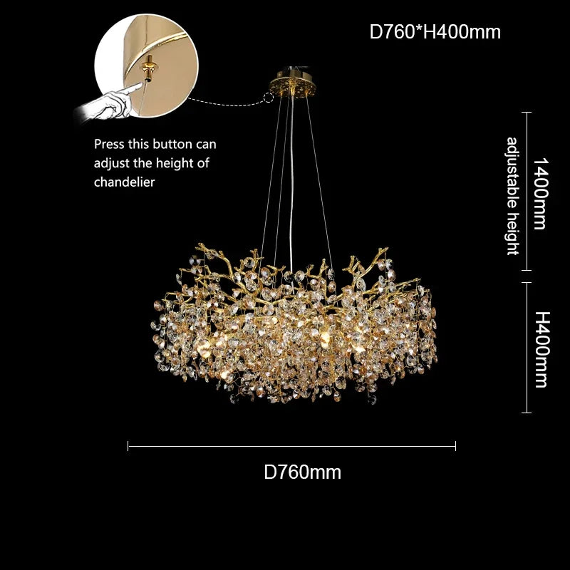 Gold Long Crystal Chandelier - Homevalley.co.uk