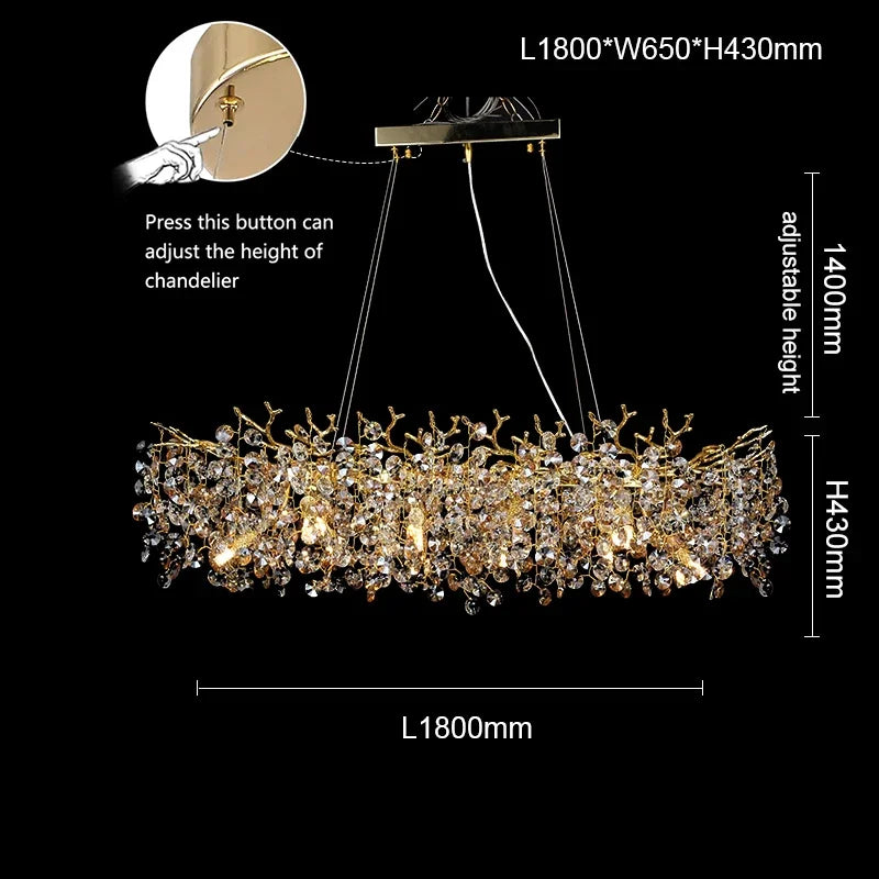 Gold Long Crystal Chandelier - Homevalley.co.uk