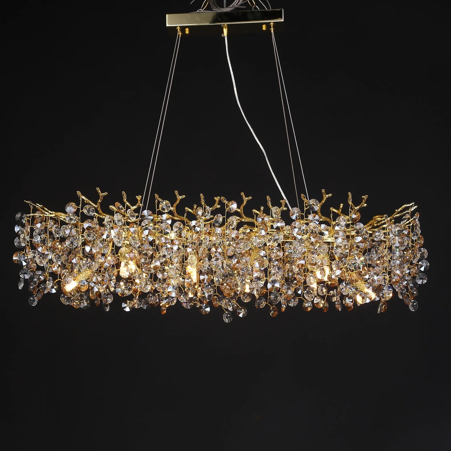 Gold Long Crystal Chandelier - Homevalley.co.uk