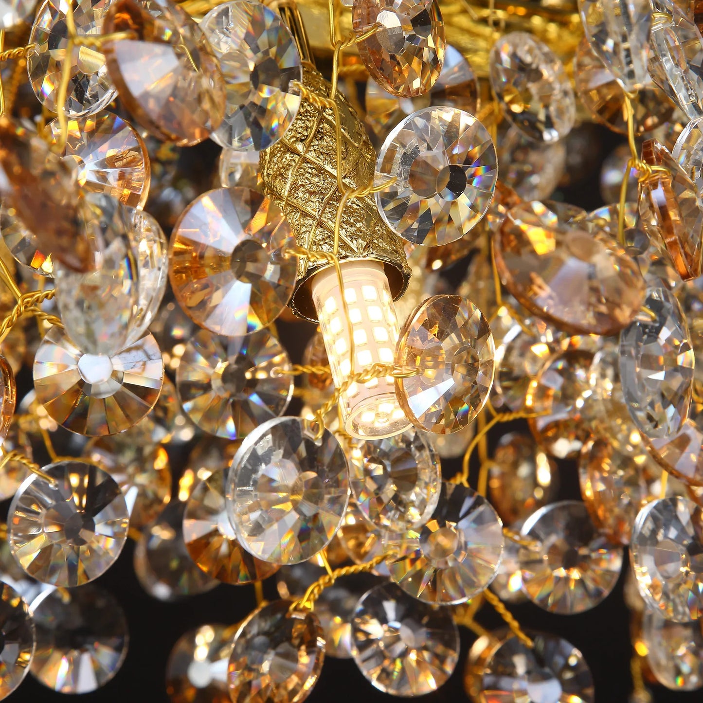 Gold Long Crystal Chandelier - Homevalley.co.uk