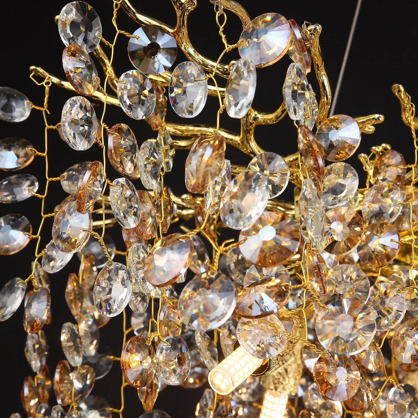 Gold Long Crystal Chandelier - Homevalley.co.uk