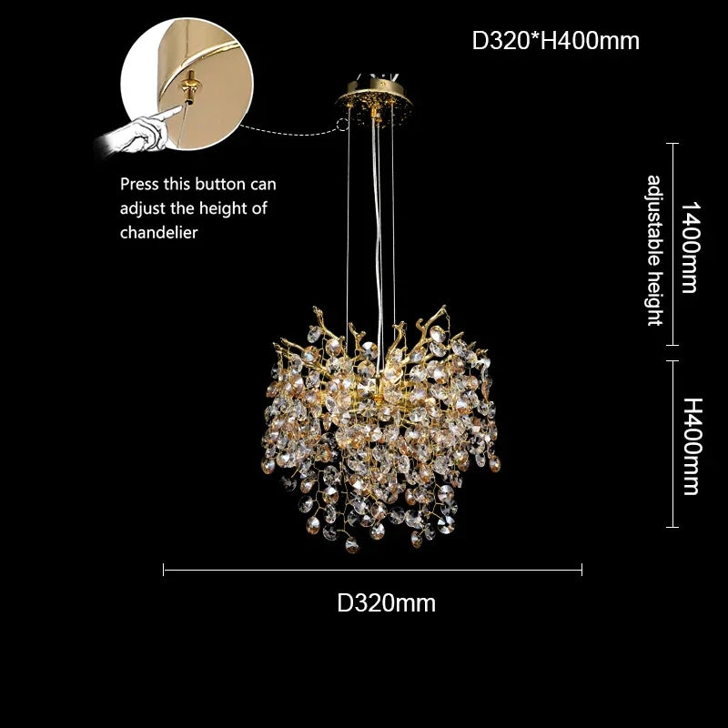 Gold Long Crystal Chandelier - Homevalley.co.uk