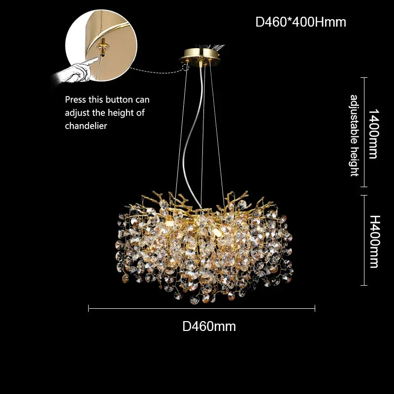 Gold Long Crystal Chandelier - Homevalley.co.uk