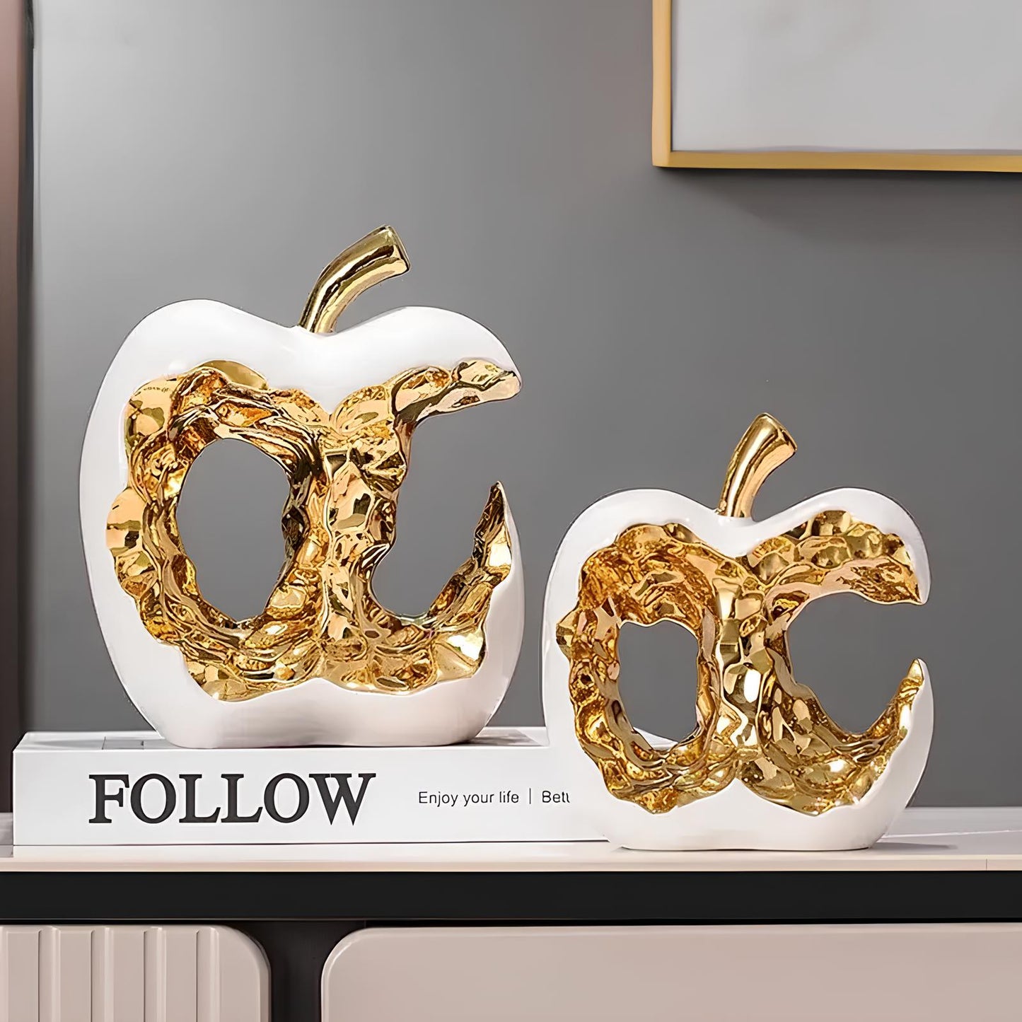 Gold-plated Hollow Apple Ceramic Sculpture Ornament - Homevalley.co.uk