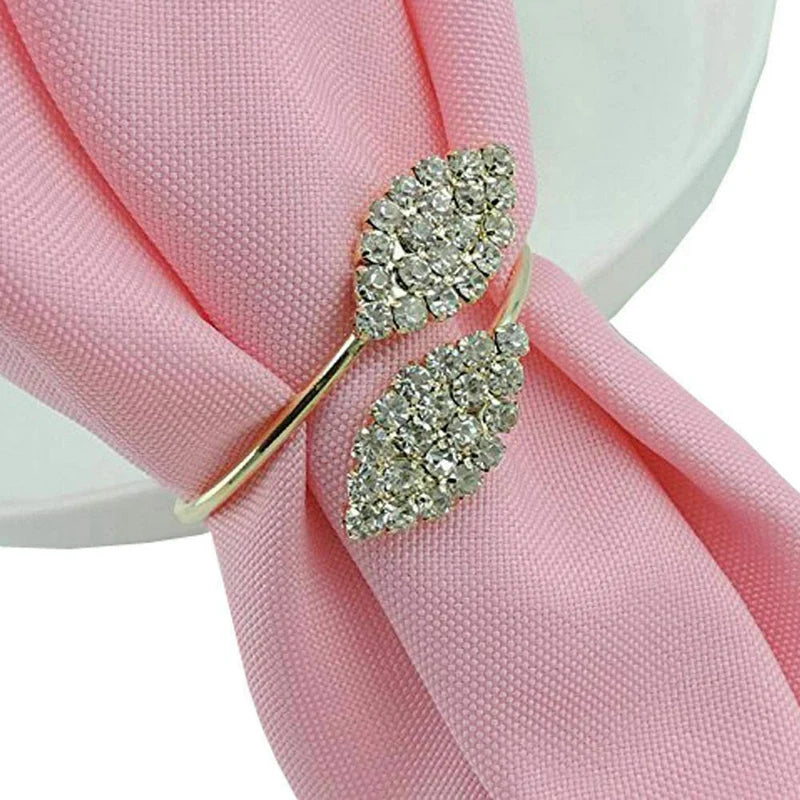 Gold Silver Leaf Set of 12 Napkin Rings Holder Wedding Party Dinner Table - Homevalley.co.uk