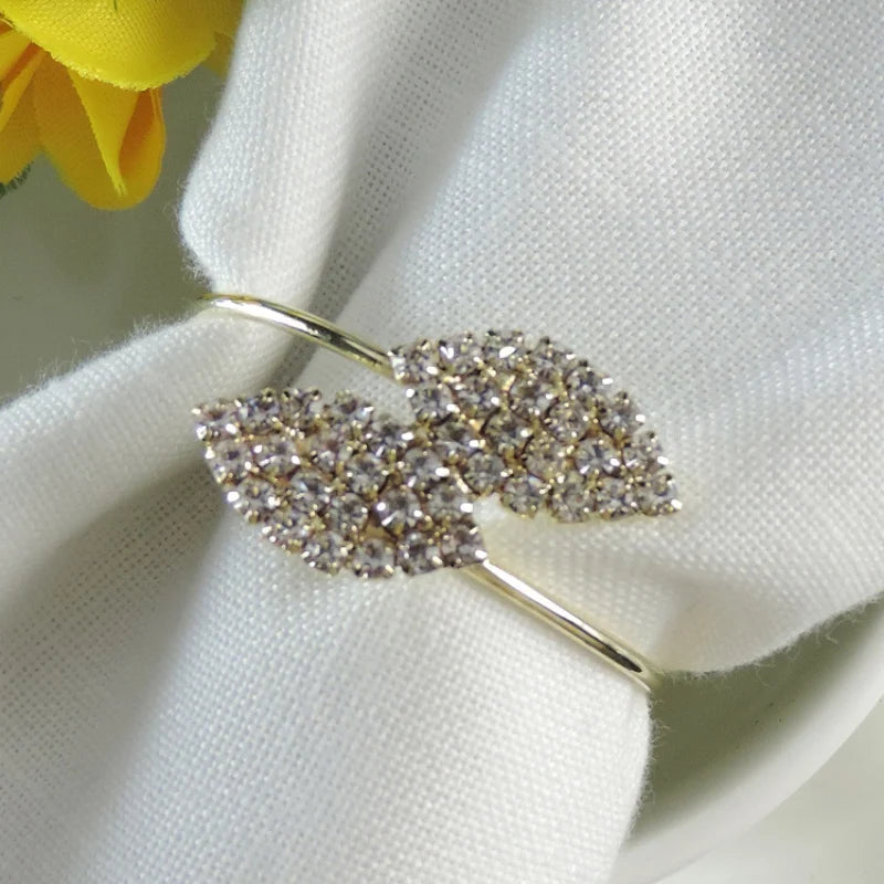 Gold Silver Leaf Set of 12 Napkin Rings Holder Wedding Party Dinner Table - Homevalley.co.uk