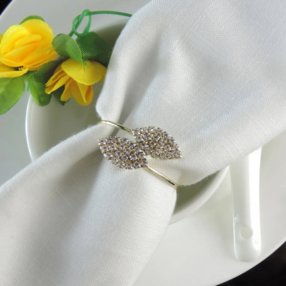 Gold Silver Leaf Set of 12 Napkin Rings Holder Wedding Party Dinner Table - Homevalley.co.uk