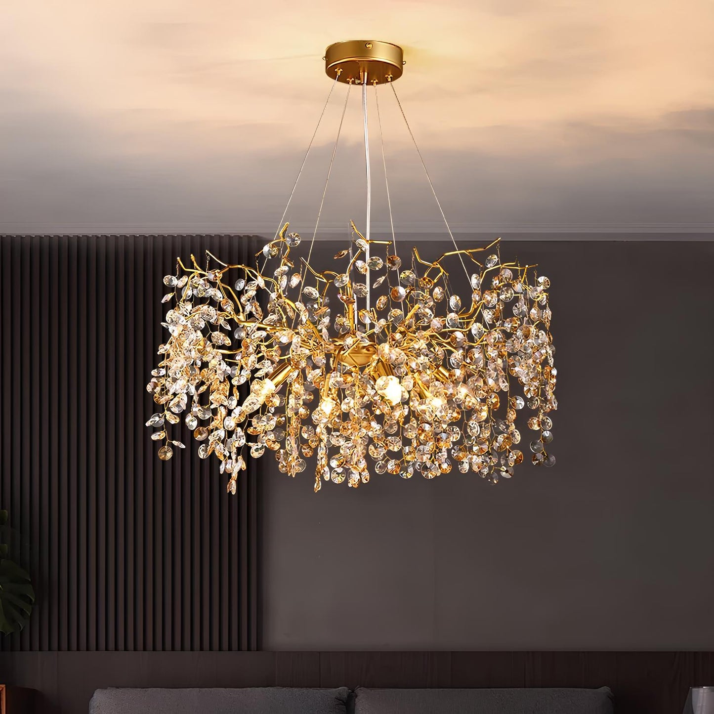 Gold Sunflower Crystal Chandelier - Homevalley.co.uk