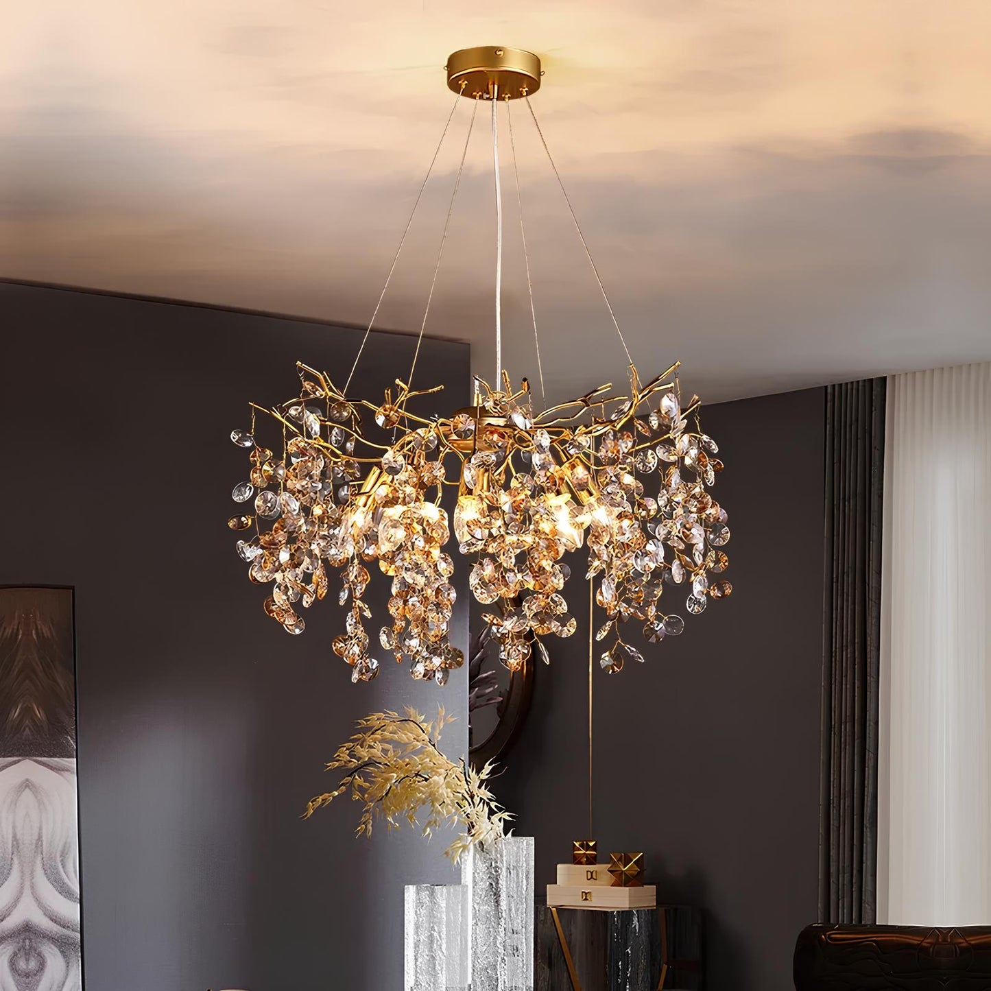 Gold Sunflower Crystal Chandelier - Homevalley.co.uk