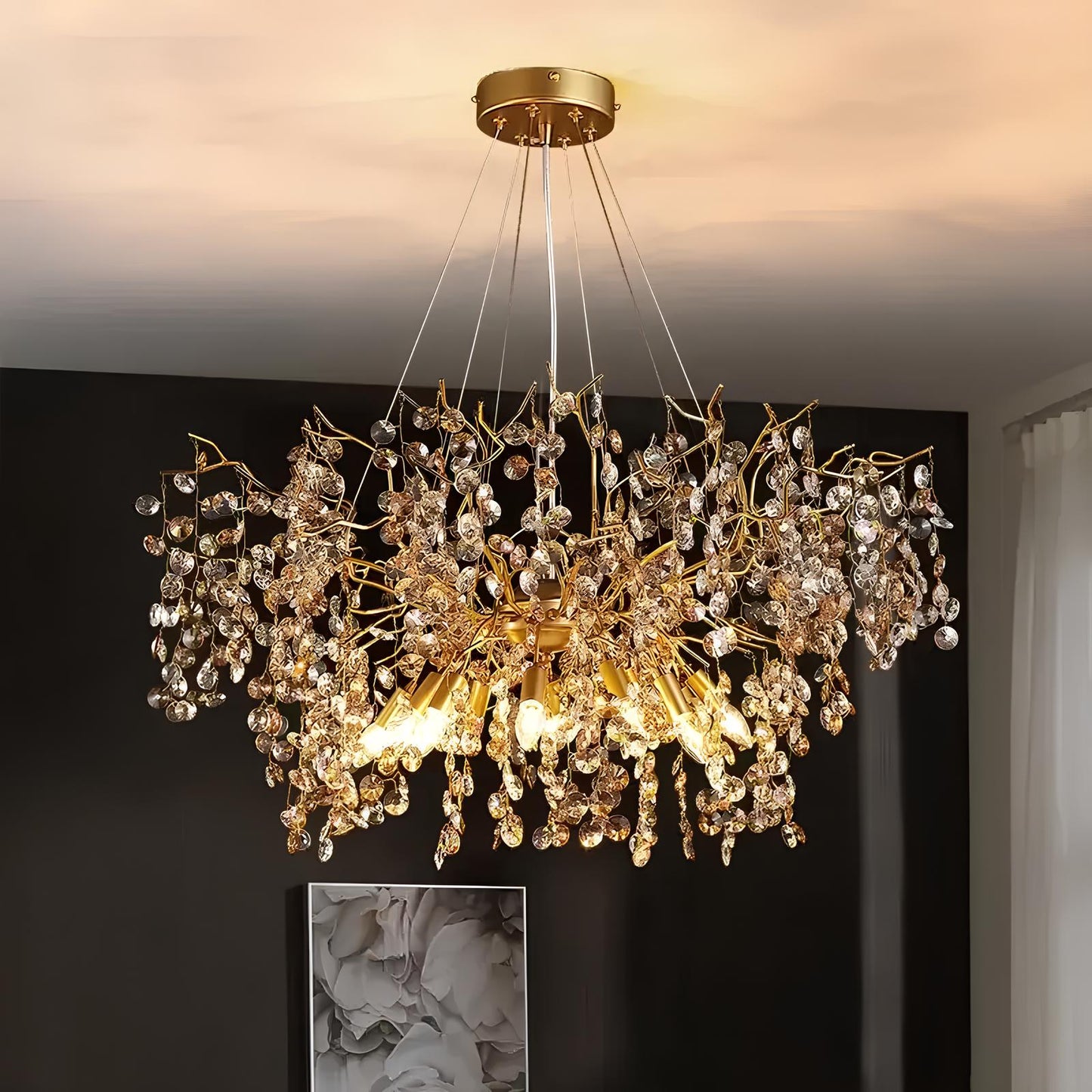 Gold Sunflower Crystal Chandelier - Homevalley.co.uk