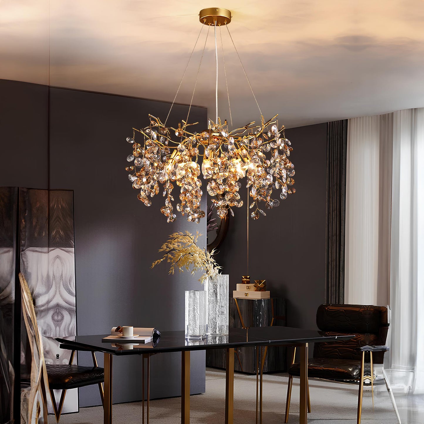 Gold Sunflower Crystal Chandelier - Homevalley.co.uk