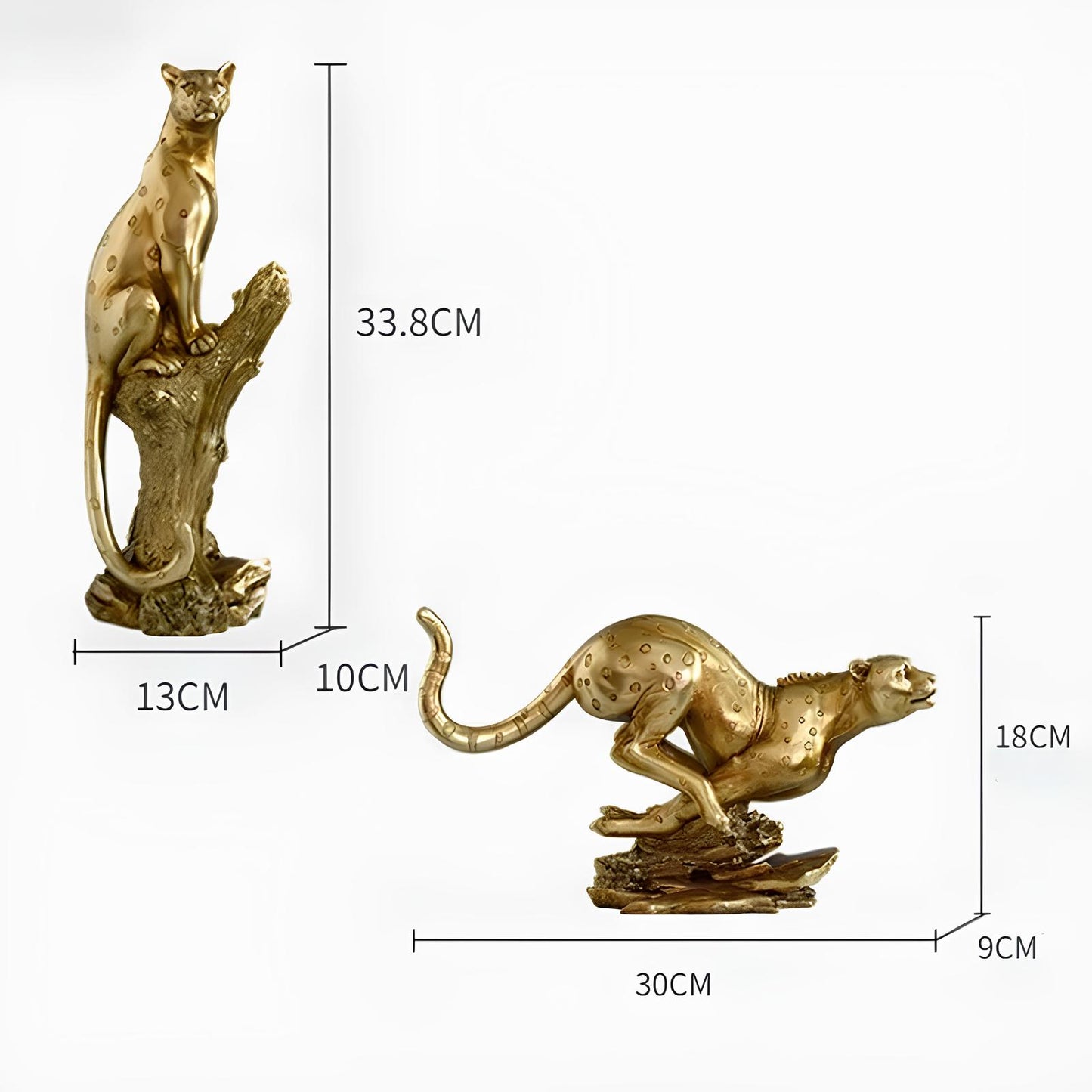 Golden Leopard Resin Statue Figurine - Homevalley.co.uk