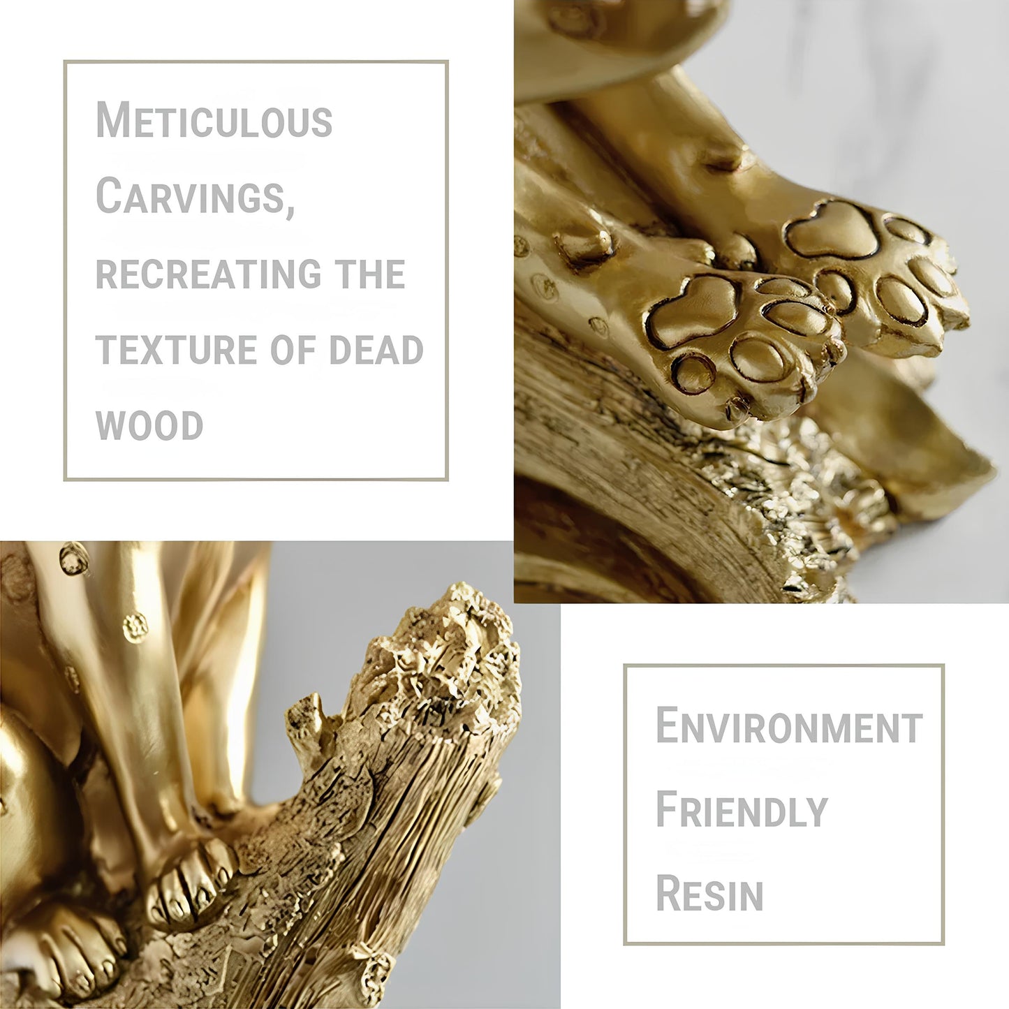 Golden Leopard Resin Statue Figurine - Homevalley.co.uk