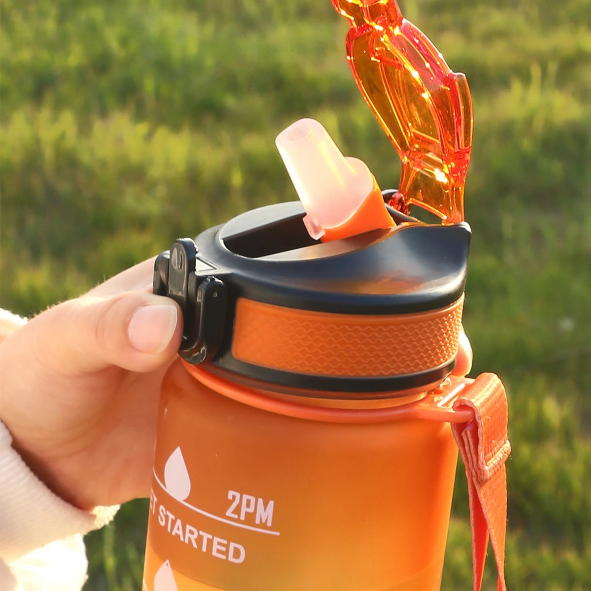 Gradient Color Motivational Water Bottle with Time Marker Leak-proof Cup,1L - Homevalley.co.uk