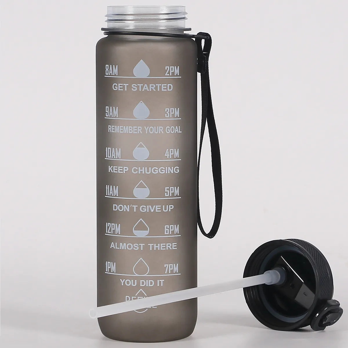 Gradient Color Motivational Water Bottle with Time Marker Leak-proof Cup,1L - Homevalley.co.uk