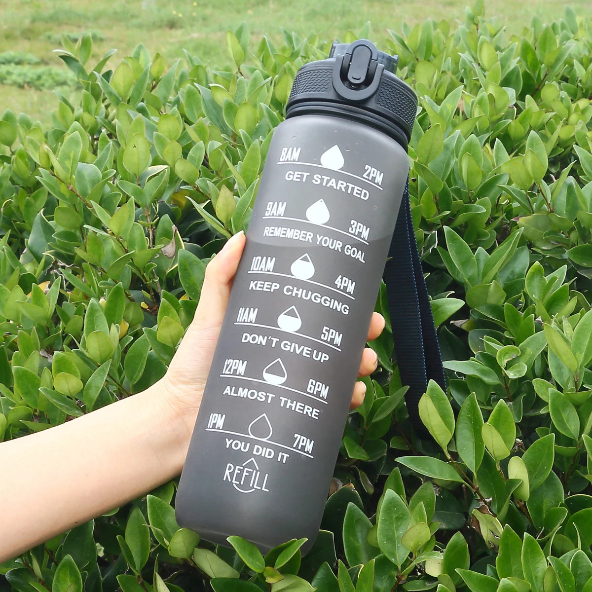 Gradient Color Motivational Water Bottle with Time Marker Leak-proof Cup,1L - Homevalley.co.uk