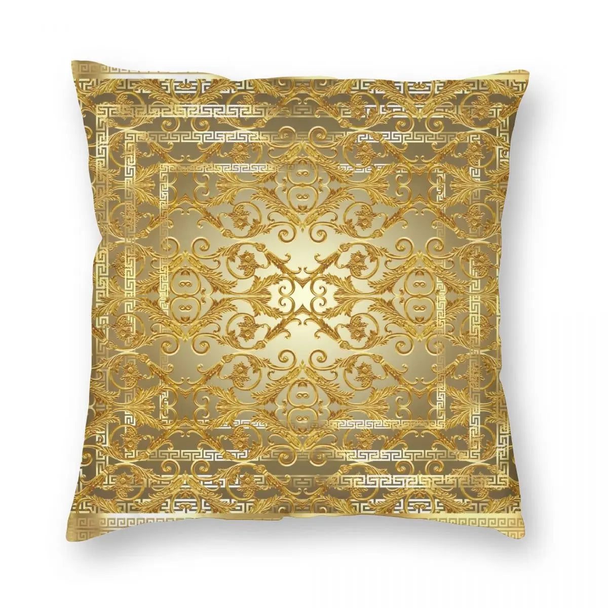 Greek Keys Golden Baroque Style Square Cushion Cover - Homevalley.co.uk