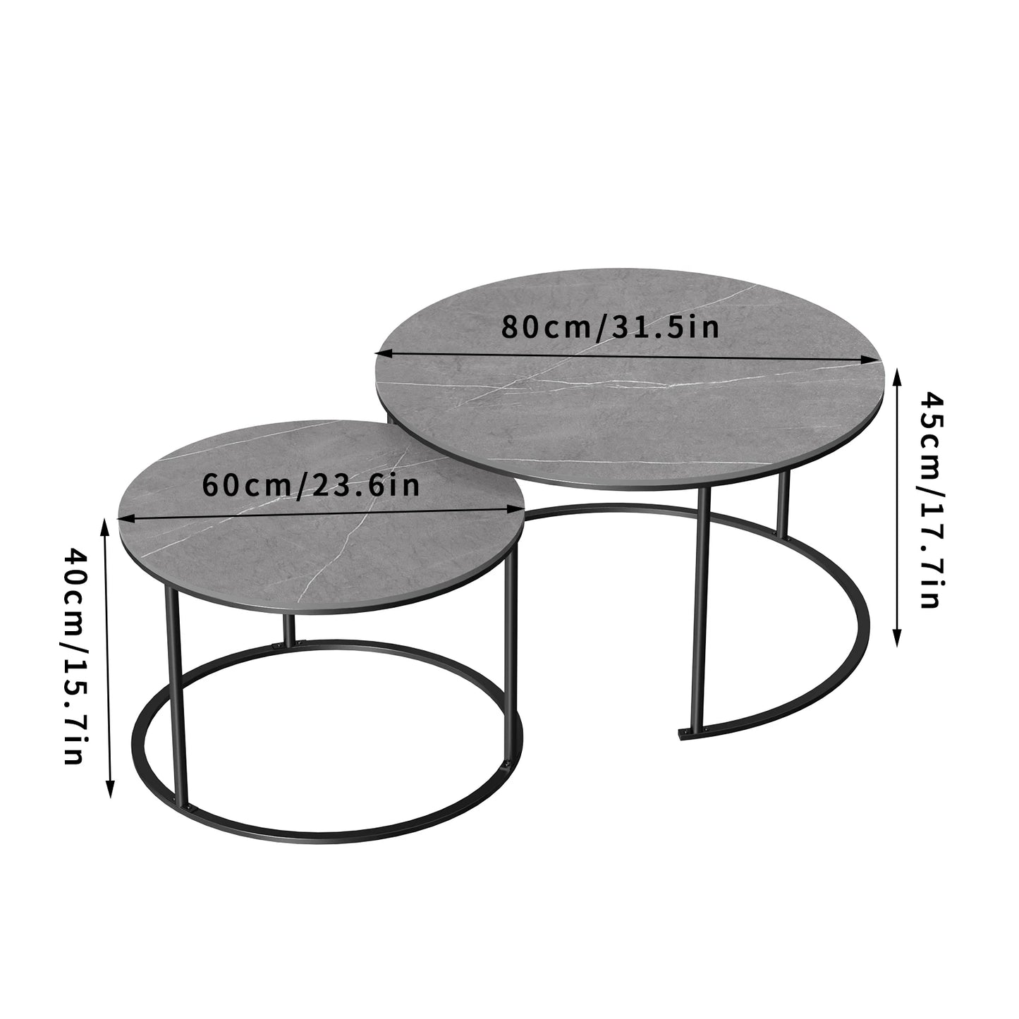 Grey Marble Top Round Nesting Coffee Tables - Homevalley.co.uk