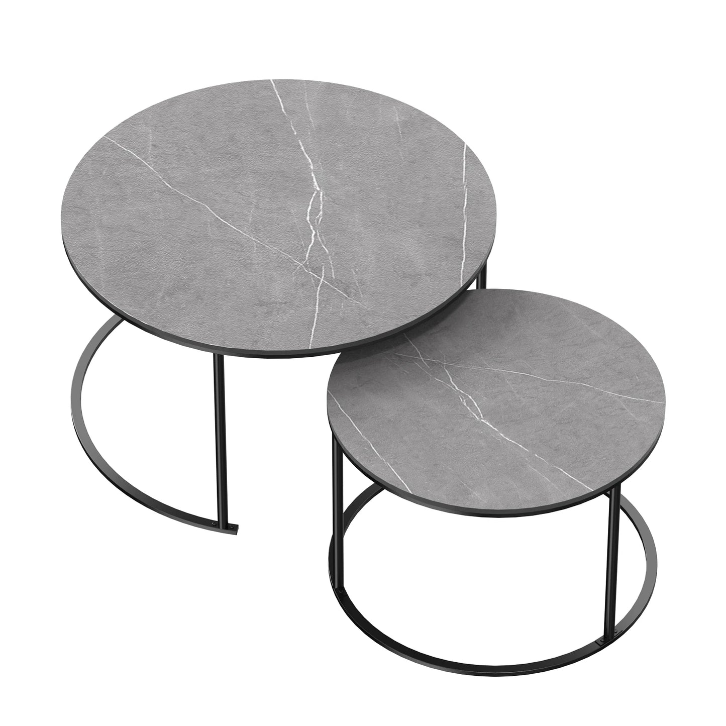 Grey Marble Top Round Nesting Coffee Tables - Homevalley.co.uk