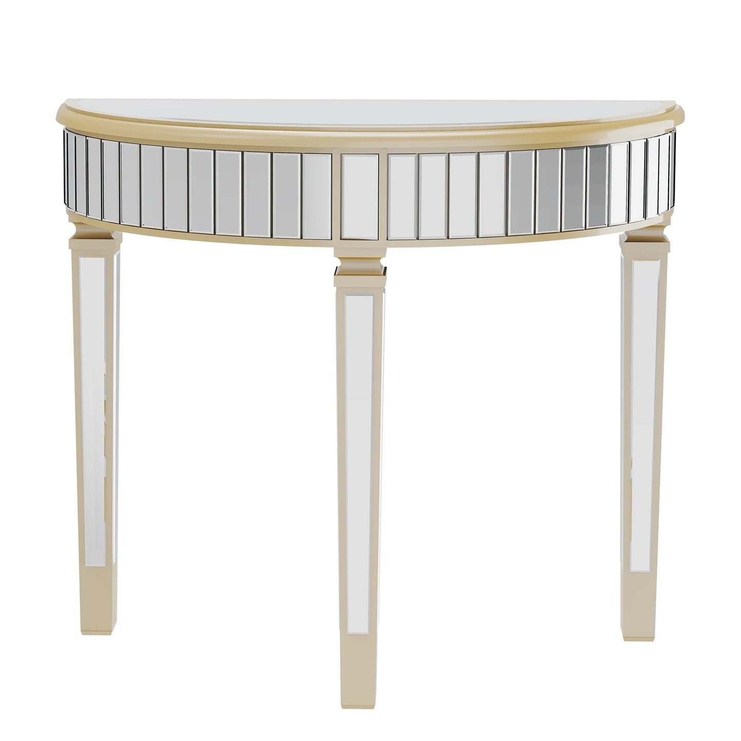 Half Moon Silver Mirrored Console Entryway Console Table - Homevalley.co.uk