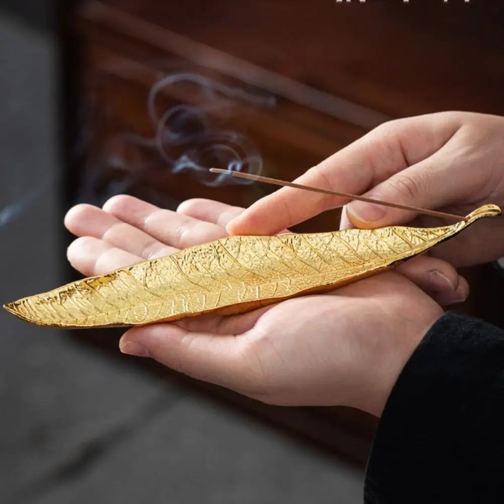 Handmade Zinc Alloy Antique Incense Holder Leaf Design - Homevalley.co.uk