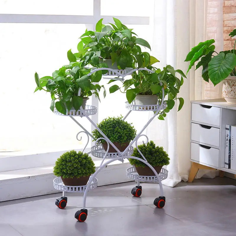 Heart Shape Metal Plant Shelves Flower Pot Holder, 6 Pots - Homevalley.co.uk