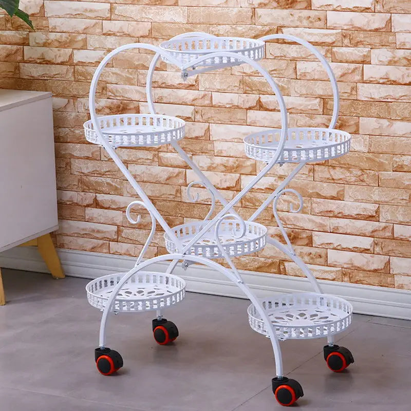 Heart Shape Metal Plant Shelves Flower Pot Holder, 6 Pots - Homevalley.co.uk