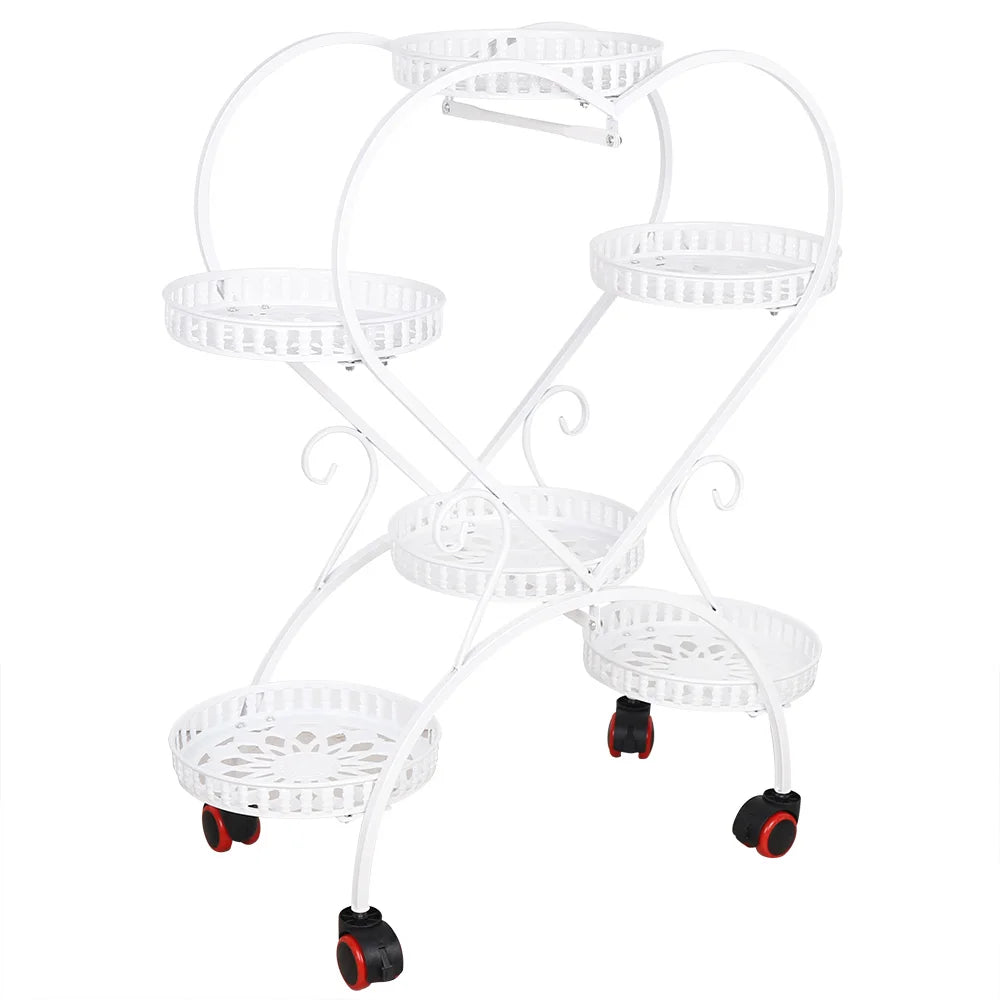 Heart Shape Metal Plant Shelves Flower Pot Holder, 6 Pots - Homevalley.co.uk